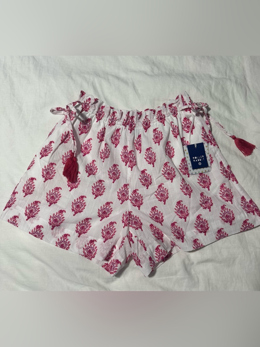 Roller Rabbit x Target Bouquet Side-Tie Tassels Beach Pull-on shorts Pink XS